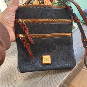 Dooney & Bourke Black Crossbody Bag with Brown Accents